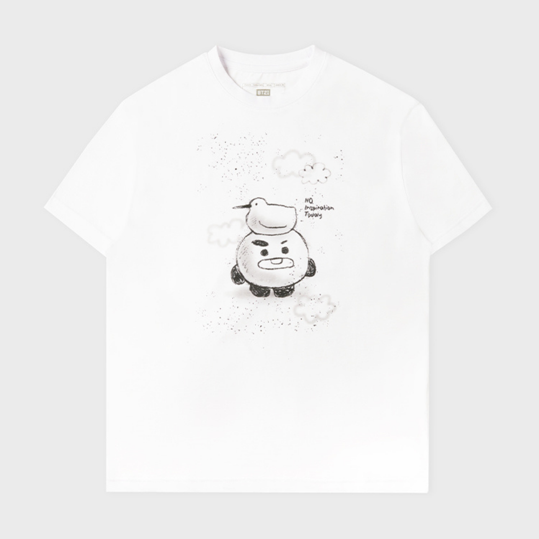 BT21 BASIC DRAWING SHORT SLEEVE TSHIRT WHITE SHOOKY - COKODIVE