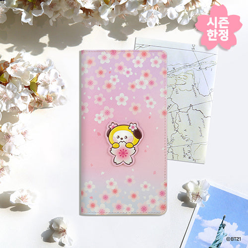 BT21 - CHERRY BLOSSOM LEATHER PATCH PASSPORT COVER L CHIMMY - COKODIVE