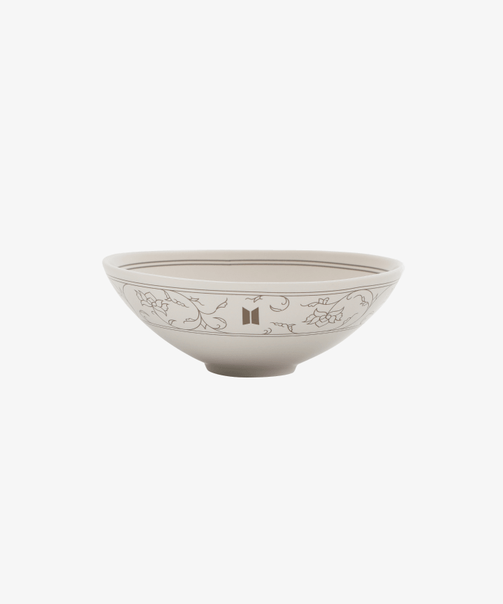 BTS - DALMAJUNG BTS X MU:DS OFFICIAL MD WHITE PORCELAIN BOWL WITH INLAID LOTUS SCROLL DESIGN MINIATURE - COKODIVE