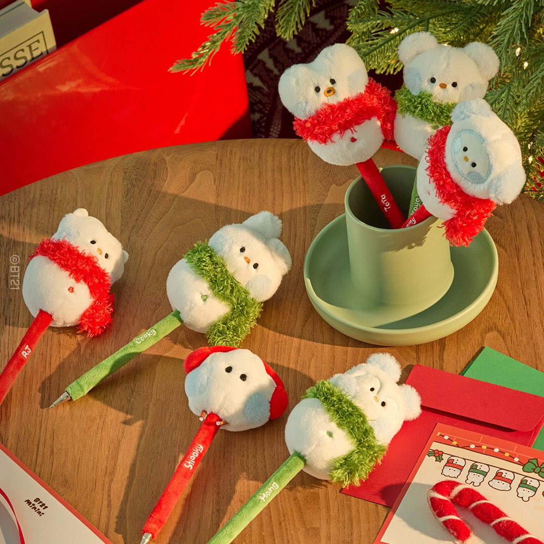 BT21 - MINI MININI PETIT HOLIDAY SNOWMAN DOLL GEL PEN - COKODIVE