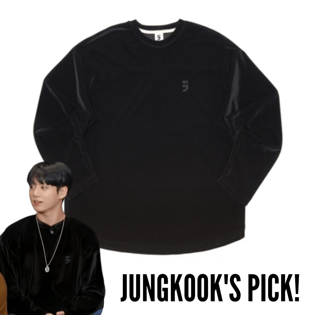 GVG FASHION BTS JUNGKOOK PICK - A NOTHING DROP-SHOULDER VELVET TEE BLACK