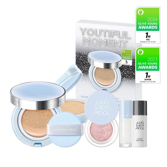 JUNGSAMMOOL ESSENTIAL SKIN NUDER CUSHION (GLITER POT+LIP TOPPER + MINI WATER CREAM) - COKODIVE